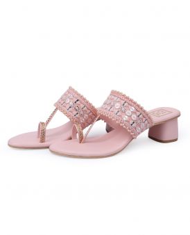 Ladies Pink Color Heel Chappal 603117