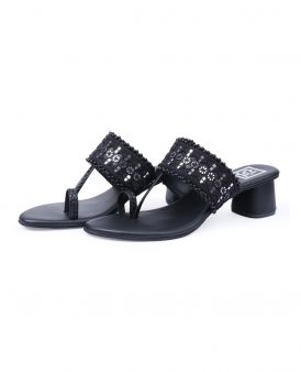 Ladies Heel Black Color Chappal 603117