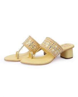 Ladies Yellow Color Heel Chappal 603117